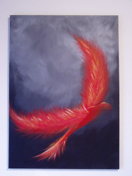Der Phoenix, 50X70cm, Acryl auf Leinwand